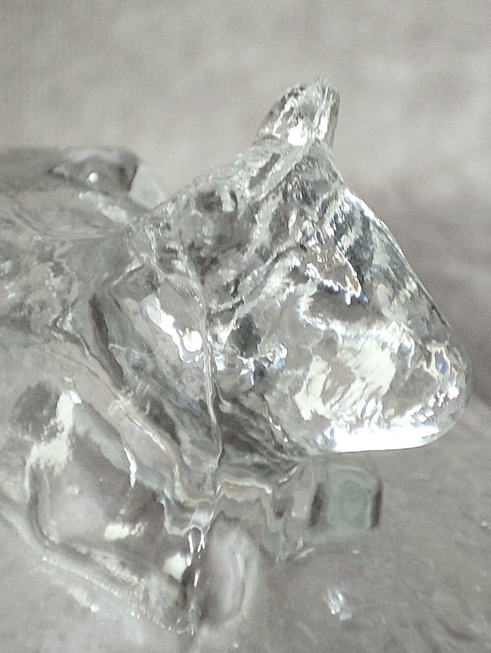 Crate & Barrel Clear Glass Covered Butter Dish with Cow Lid Holds 4 Sticks CHIP - Picture 7 of 9